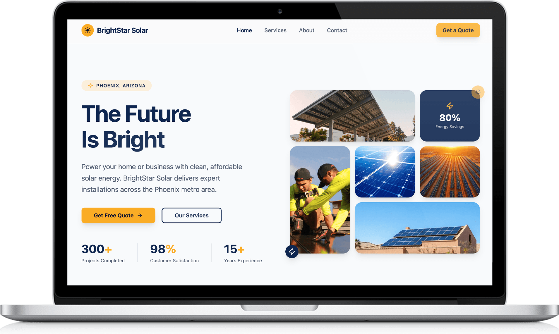 BrightStar Solar website on desktop
